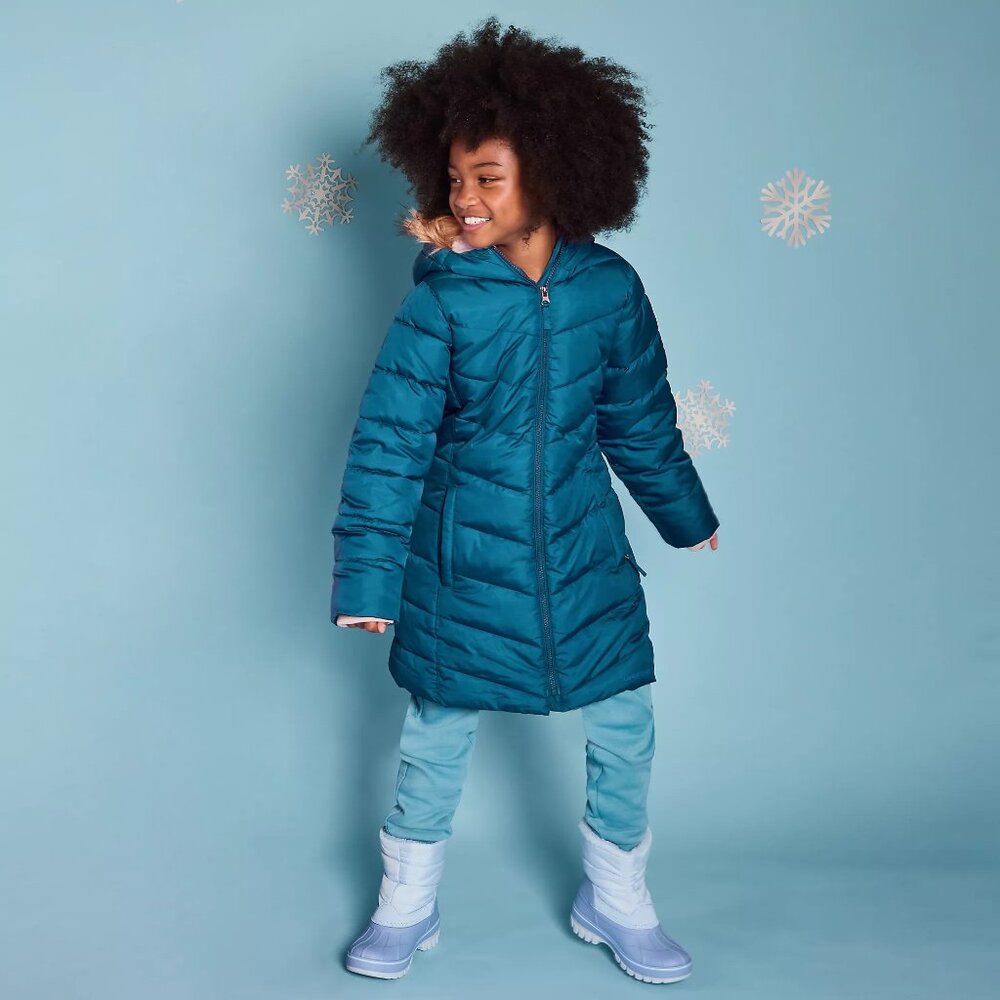 Lands End Girls Fleece Lined Parka - Size XL - Teal